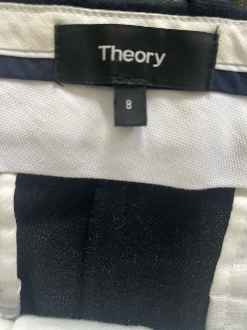 Theory Straight Trouser Navy Windowpane Knit Pants Size 8 Stretch Career Office - Picture 4 of 10